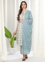 Cotton Sky Blue Traditional Wear Digital Printed Readymade Salwaar Suit